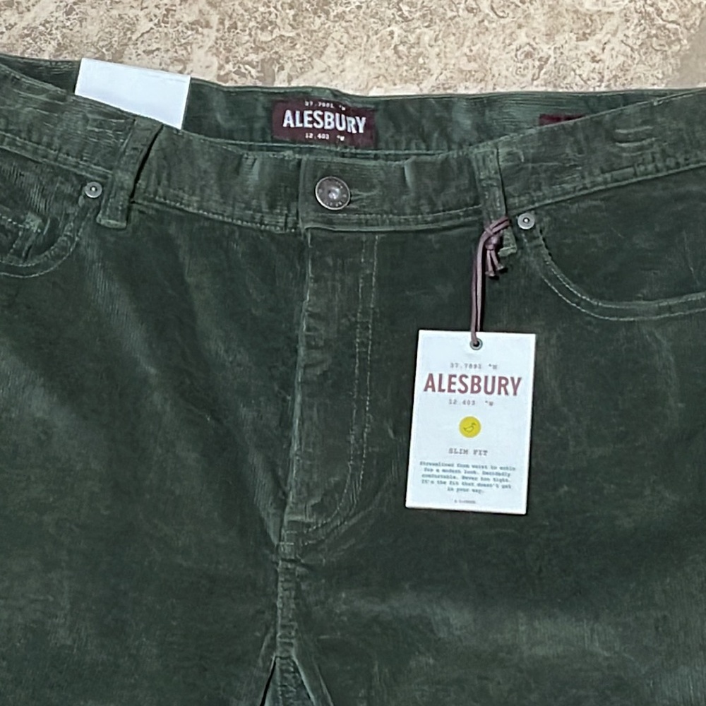 Alesbury Slim Fit Bedford Cord Olive Green Size 36x34 Slim NWT - Picture 4 of 8